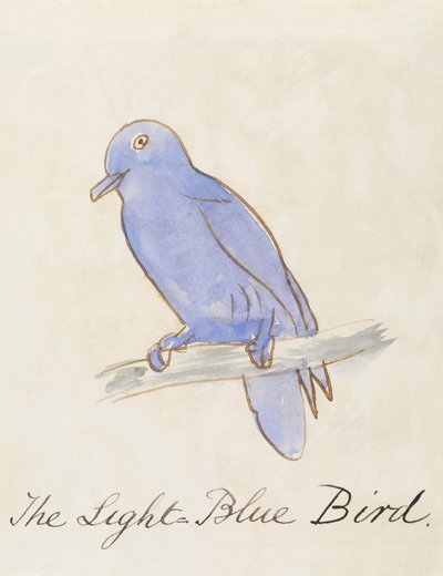 El pájaro azul claro, de "Dieciséis dibujos de pájaros cómicos" de Edward Lear
