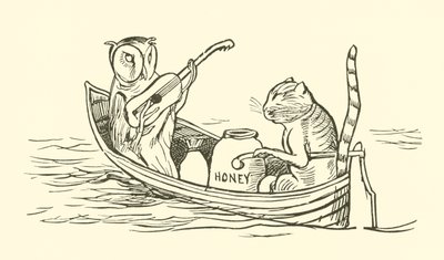 El búho y el gatito (grabado) de Edward Lear
