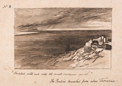 Las marismas pontinas sobre Terracina de Edward Lear