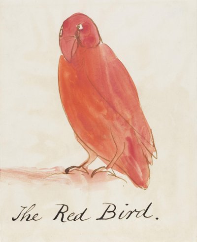 El pájaro rojo, de Dieciséis dibujos de pájaros cómicos de Edward Lear