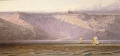 Los vastos muros de Akrokeraunian, la costa de Albania (óleo sobre lienzo) de Edward Lear