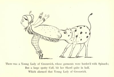 Había una joven dama de Greenwich, cuyos vestidos estaban bordeados con espinacas de Edward Lear