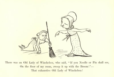 Había una anciana de Winchelsea, que dijo, Si ves una aguja o un alfiler, ¡bárralo con la escoba! de Edward Lear