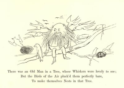 Había un viejo en un árbol, cuyos bigotes eran hermosos de ver de Edward Lear