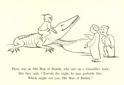 Había un viejo de Boulak, que se sentó en la espalda de un cocodrilo de Edward Lear