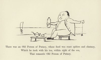Había una persona mayor de Putney, cuya comida eran arañas asadas y chutney de Edward Lear