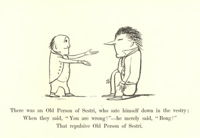 Había una vieja persona de Sestri, que se sentó en la sacristía de Edward Lear