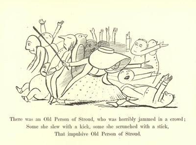 Había una persona mayor de Stroud, que fue horriblemente aplastada en una multitud de Edward Lear
