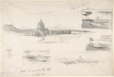 Vista de la basílica de San Pedro, en Roma de Edward Lear