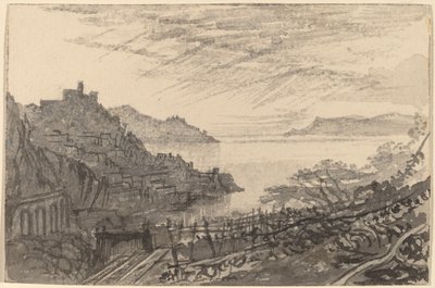 Vista de una bahía desde una ladera (Amalfi) de Edward Lear
