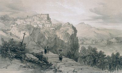 Vistas de Roma y sus Alrededores: Rocca Giovane y en la Distancia los Pueblos de Licenza y Civitella di Licenza de Edward Lear