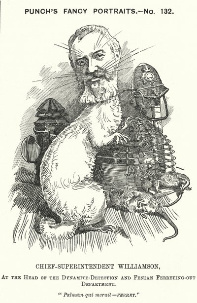 Caricatura de Punch: Adolphus Williamson, oficial de policía británico y primer jefe de la rama de detectives de la Policía Metropolitana de Edward Linley (after) Sambourne