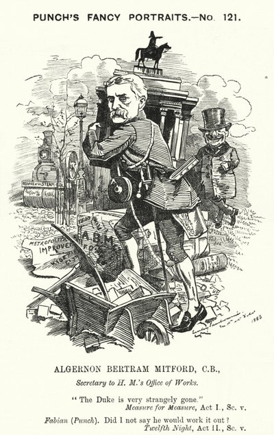 Caricatura de Punch: Algernon Bertram Freeman-Mitford de Edward Linley (after) Sambourne