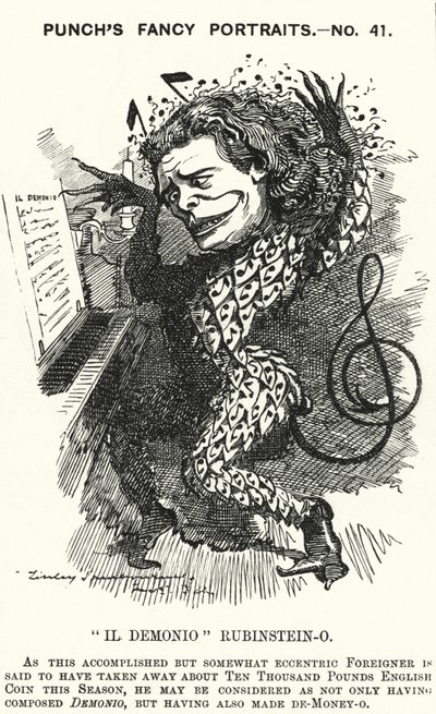 Caricatura de Punch: Anton Rubinstein, pianista, compositor y director ruso de Edward Linley (after) Sambourne