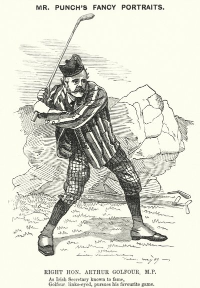 Caricatura de Punch: Arthur Balfour, político conservador británico y primer ministro (grabado) de Edward Linley (after) Sambourne