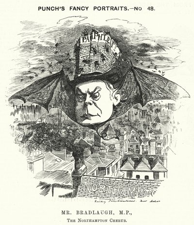 Caricatura de Punch: Charles Bradlaugh, político liberal inglés y ateo de Edward Linley (after) Sambourne