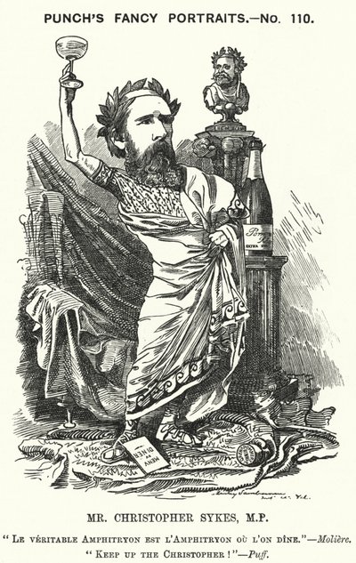 Caricatura de Punch: Christopher Sykes, político conservador inglés (grabado) de Edward Linley (after) Sambourne