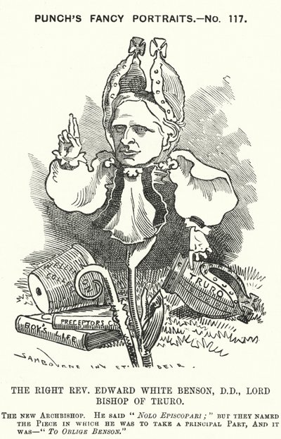 Caricatura de Punch: Edward White Benson, obispo inglés (grabado) de Edward Linley (after) Sambourne