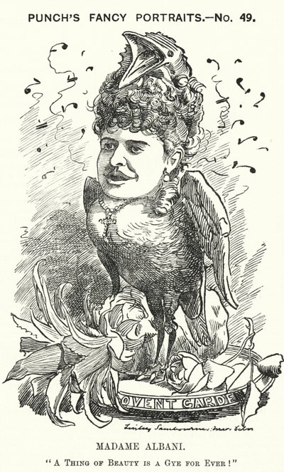 Caricatura de Punch: Emma Albani, cantante de ópera canadiense (grabado) de Edward Linley (after) Sambourne