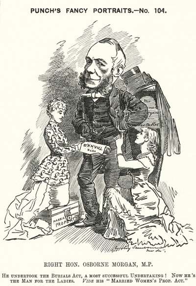 Caricatura de Punch: George Osborne Morgan, abogado galés y político liberal (grabado) de Edward Linley (after) Sambourne
