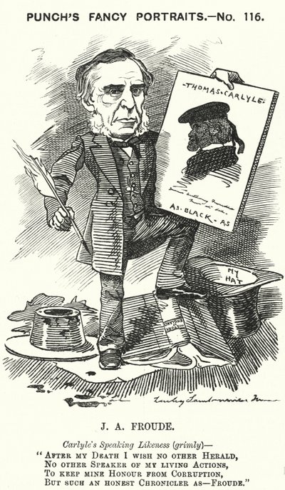 Caricatura de Punch: James Anthony Froude, historiador, novelista y biógrafo inglés (grabado) de Edward Linley (after) Sambourne