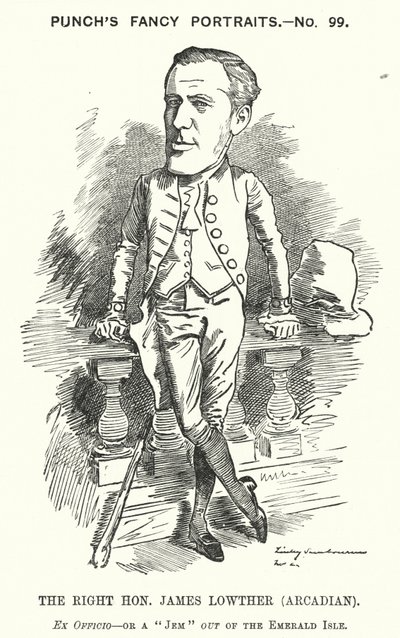 Caricatura de Punch: James Lowther, político conservador y deportista inglés de Edward Linley (after) Sambourne