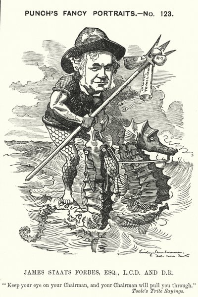 Caricatura de Punch: James Staats Forbes, ingeniero ferroviario y administrador escocés (grabado) de Edward Linley (after) Sambourne