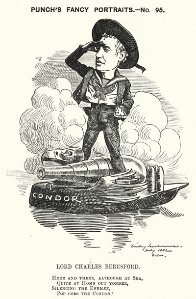 Caricatura de Punch: Lord Charles Beresford, almirante anglo-irlandés y político conservador (grabado) de Edward Linley (after) Sambourne