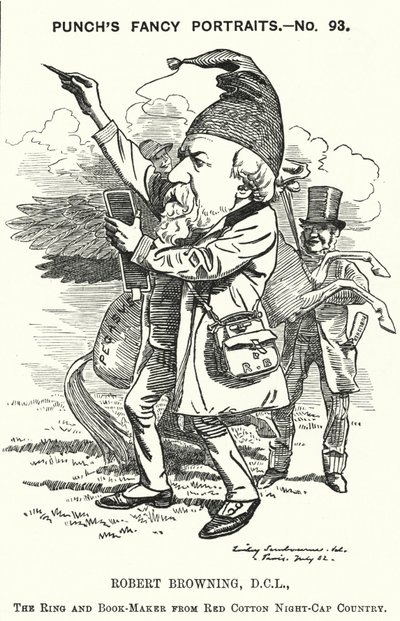 Caricatura de Punch: Robert Browning, poeta y dramaturgo inglés (grabado) de Edward Linley (after) Sambourne