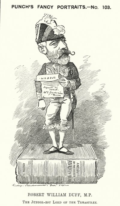 Caricatura de Punch: Robert William Duff, político liberal escocés (grabado) de Edward Linley (after) Sambourne