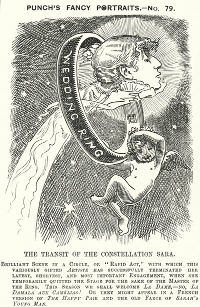 Caricatura de Punch: Sarah Bernhardt, actriz francesa (grabado) de Edward Linley (after) Sambourne