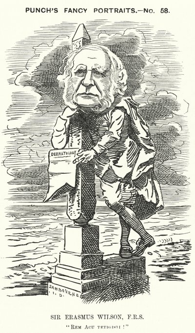 Caricatura de Punch: Sir Erasmus Wilson, cirujano y dermatólogo inglés de Edward Linley (after) Sambourne