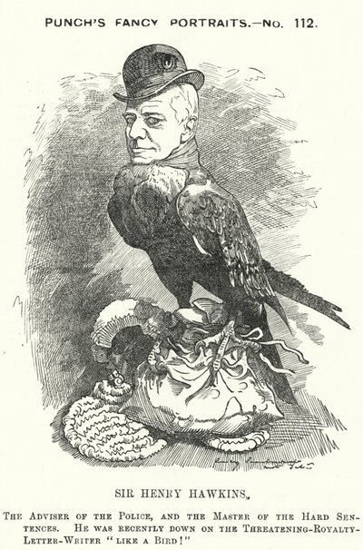 Caricatura de Punch: Sir Henry Hawkins de Edward Linley (after) Sambourne