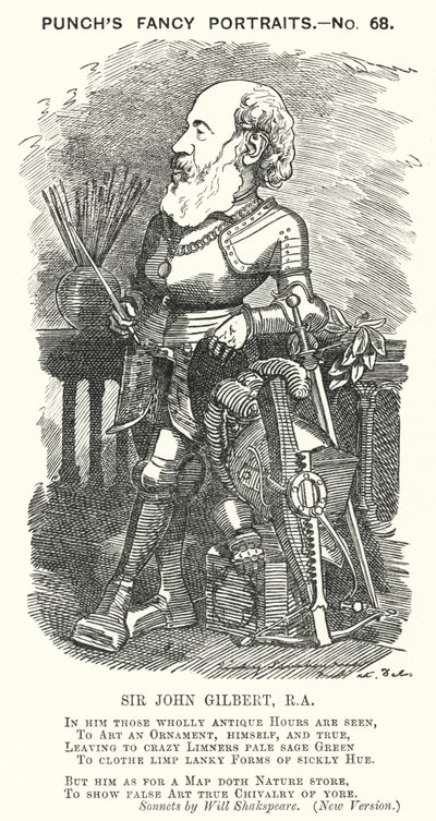 Caricatura de Punch: Sir John Gilbert, artista inglés (grabado) de Edward Linley (after) Sambourne