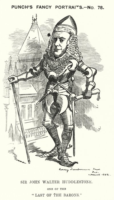 Caricatura de Punch: Sir John Walter Huddleston, abogado y juez inglés (grabado) de Edward Linley (after) Sambourne