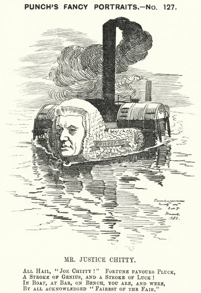 Caricatura de Punch: Sir Joseph William Chitty, juez inglés, político liberal y deportista (grabado) de Edward Linley (after) Sambourne