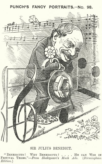 Caricatura de Punch: Sir Julius Benedict, compositor y director de orquesta alemán (grabado) de Edward Linley (after) Sambourne
