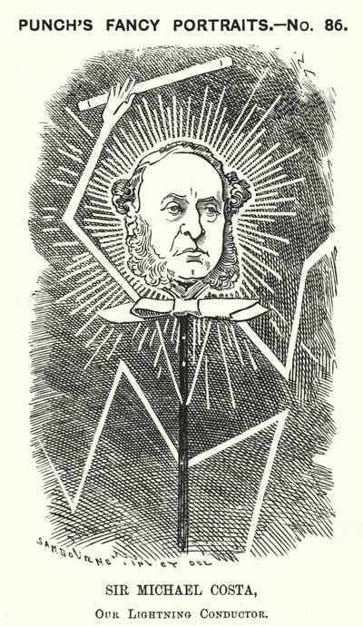 Caricatura de Punch: Sir Michael Costa, director de orquesta inglés nacido en Italia (grabado) de Edward Linley (after) Sambourne