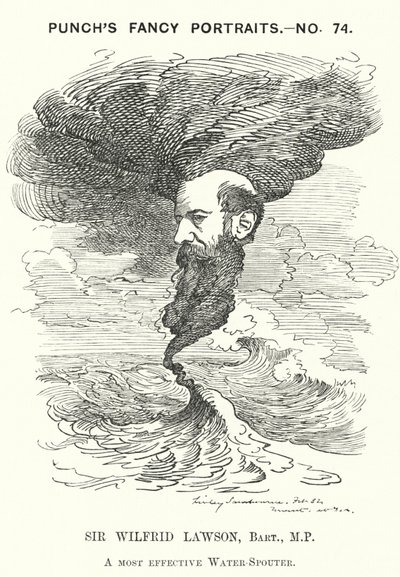 Caricatura de Punch: Sir Wilfrid Lawson, político radical liberal inglés y activista por la templanza (grabado) de Edward Linley (after) Sambourne