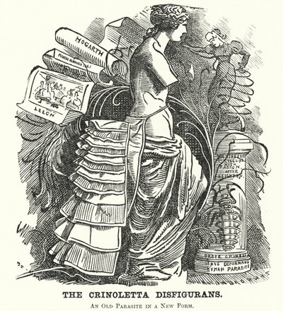Caricatura de Punch: La Crinoletta Disfigurans de Edward Linley (after) Sambourne
