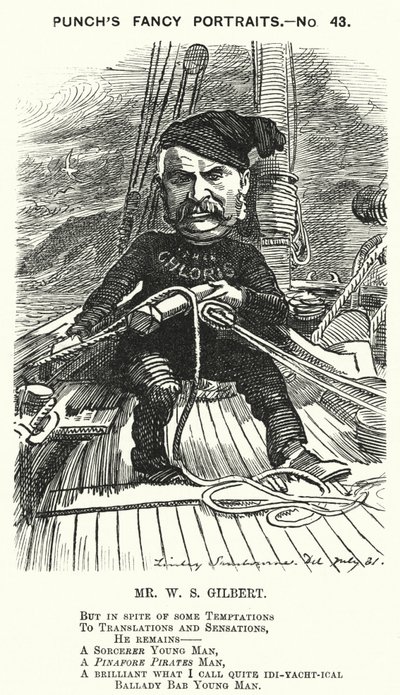 Caricatura de Punch: W S Gilbert, dramaturgo y libretista inglés (grabado) de Edward Linley (after) Sambourne