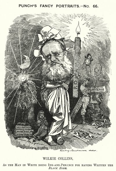 Caricatura de Punch: Wilkie Collins, novelista, dramaturgo y escritor de cuentos inglés (grabado) de Edward Linley (after) Sambourne