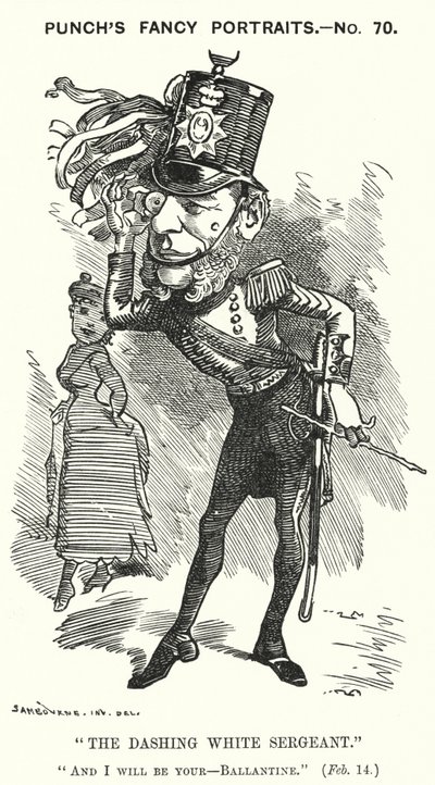 Caricatura de Punch: William Ballantine, Serjeant-at-Law inglés de Edward Linley (after) Sambourne