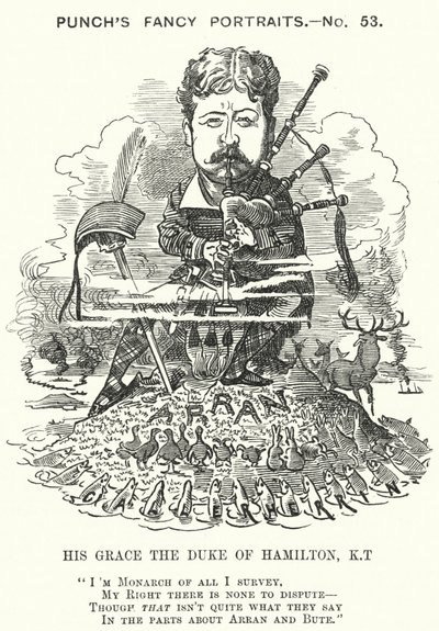 Caricatura de Punch: William Douglas Hamilton de Edward Linley (after) Sambourne