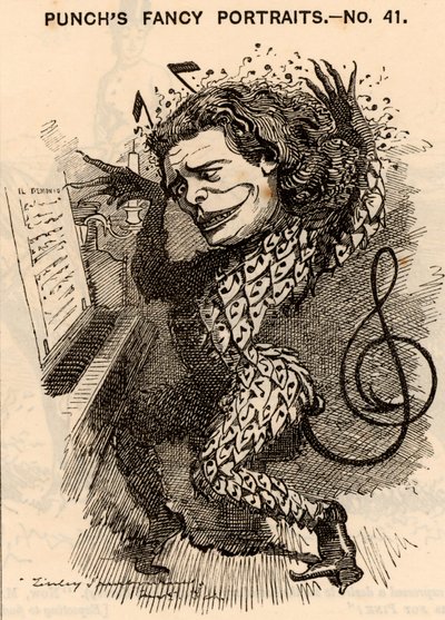 "Anton Rubinstein (1829-1894) Pianista, compositor y director de orquesta ruso, fundador del Conservatorio de San Petersburgo. En la temporada de conciertos londinense de 1881 ganó alrededor de 10.000 libras esterlinas. Una de sus composiciones fue la óper de Edward Linley Sambourne