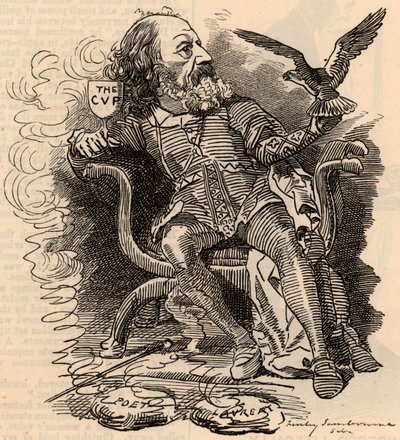 Caricatura de Alfred Tennyson (1809-1893) poeta inglés de Edward Linley Sambourne