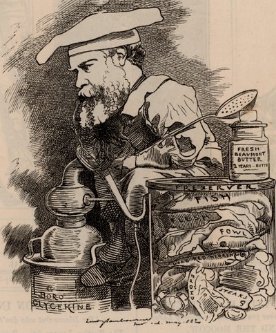 Caricatura de Frederick Settle Barff en la serie Retratos de Fantasía de Punch, Londres, 20 de mayo de 1882 de Edward Linley Sambourne