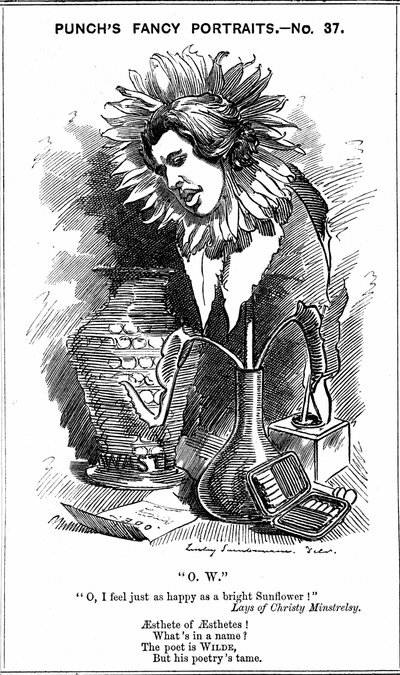 Oscar Wilde (1854-1900) dramaturgo, novelista, poeta e ingenio irlandés. Caricatura de Edward Linley Sambourne de su serie 
