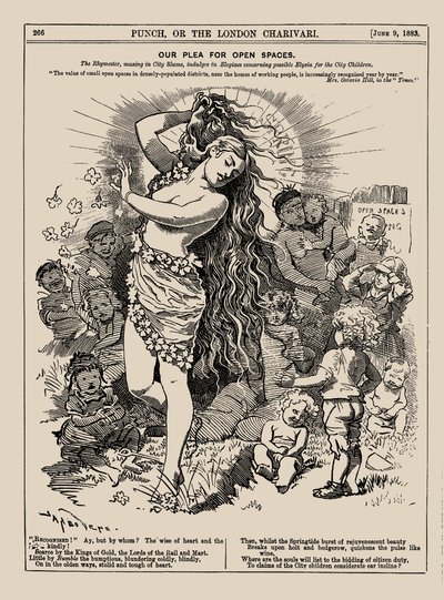 Nuestra súplica por espacios abiertos. Punch, junio de 1883, 1883 de Edward Linley Sambourne