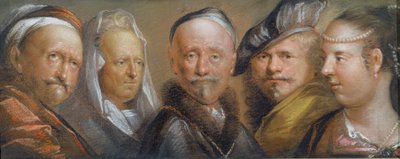 Estudios de cinco cabezas después de Rembrandt (pastel sobre placa de cobre) de Edward Lutterell